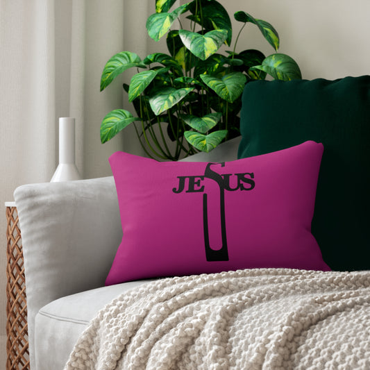 Jesus Spun Polyester Lumbar Pillow