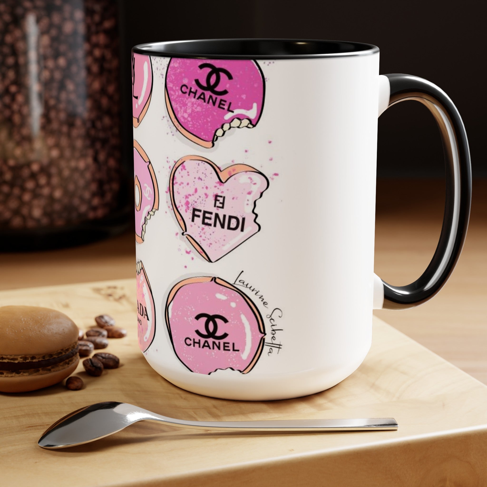 Cute Two-Tone Coffee Mugs, 15oz