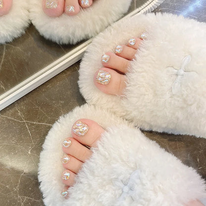 12pcs Handmade Sparkling Press-On ToeNails(Size S,M,L)