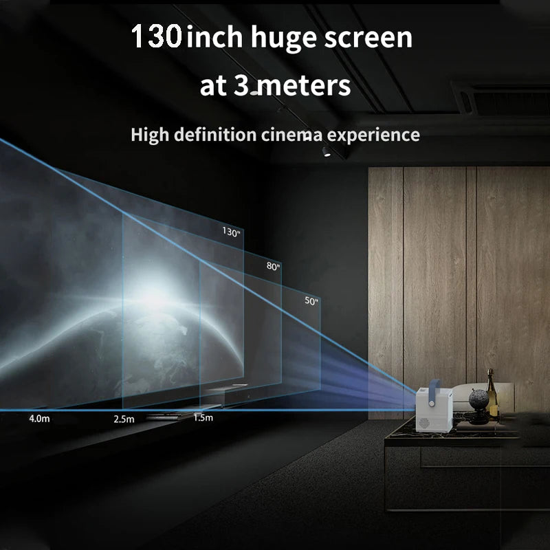 HD 4K Android 7.0 Smart Projector LED120 lumens HD Projector Home Theater WiFi 4G BT5.0 Portable Outdoor Projector