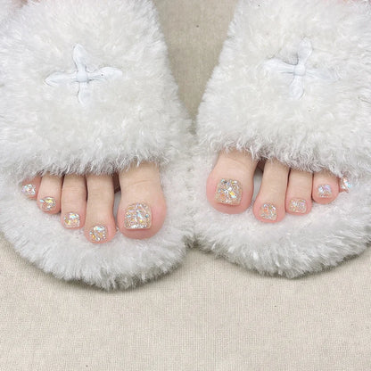 12pcs Handmade Sparkling Press-On ToeNails(Size S,M,L)